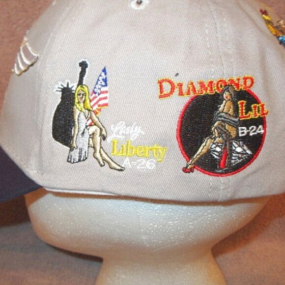 Vintage Other - Vtg AIR FORCE Bomber Command HAT Ghost Squadron PIN UP GIRL Military LIBERTY B52